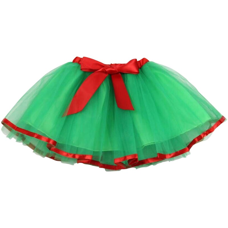 Jastore Girls Layered Party Birthday Tutu Skirt Dance Princess Ballet Dress Green Bowknot for 2-8 Years - Image 1